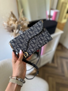 Torebka/portfel Christian Dior Saddle Wallet Threefold Canvas Blue - sprzedana